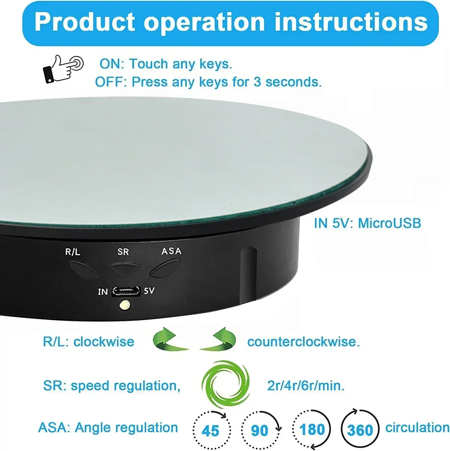 Motorised Rotating Carousel with Remote Control for Jewellery Display, Photography and Video, 360 Degrees, 3-position Adjustment