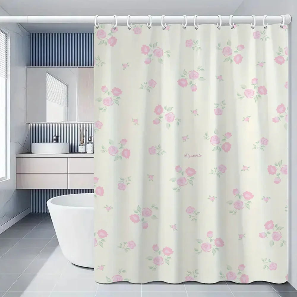 Swan Fragmented Flowers Folding Partition Bath Curtain for Quarto Curtains in the Bathroom Accessories Set Shower Bedrooms Home