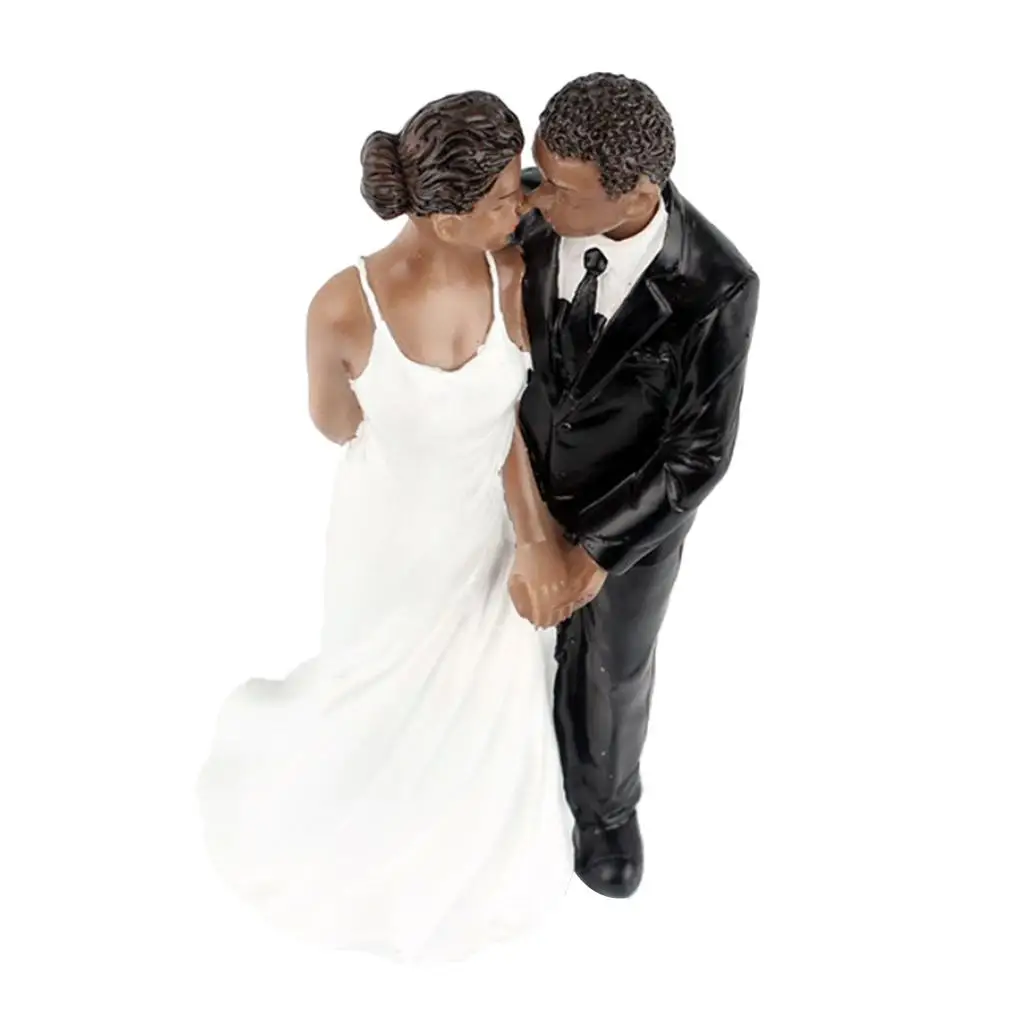 Black Figurine Wedding Couple Cake Topper in High Synthetic Resin