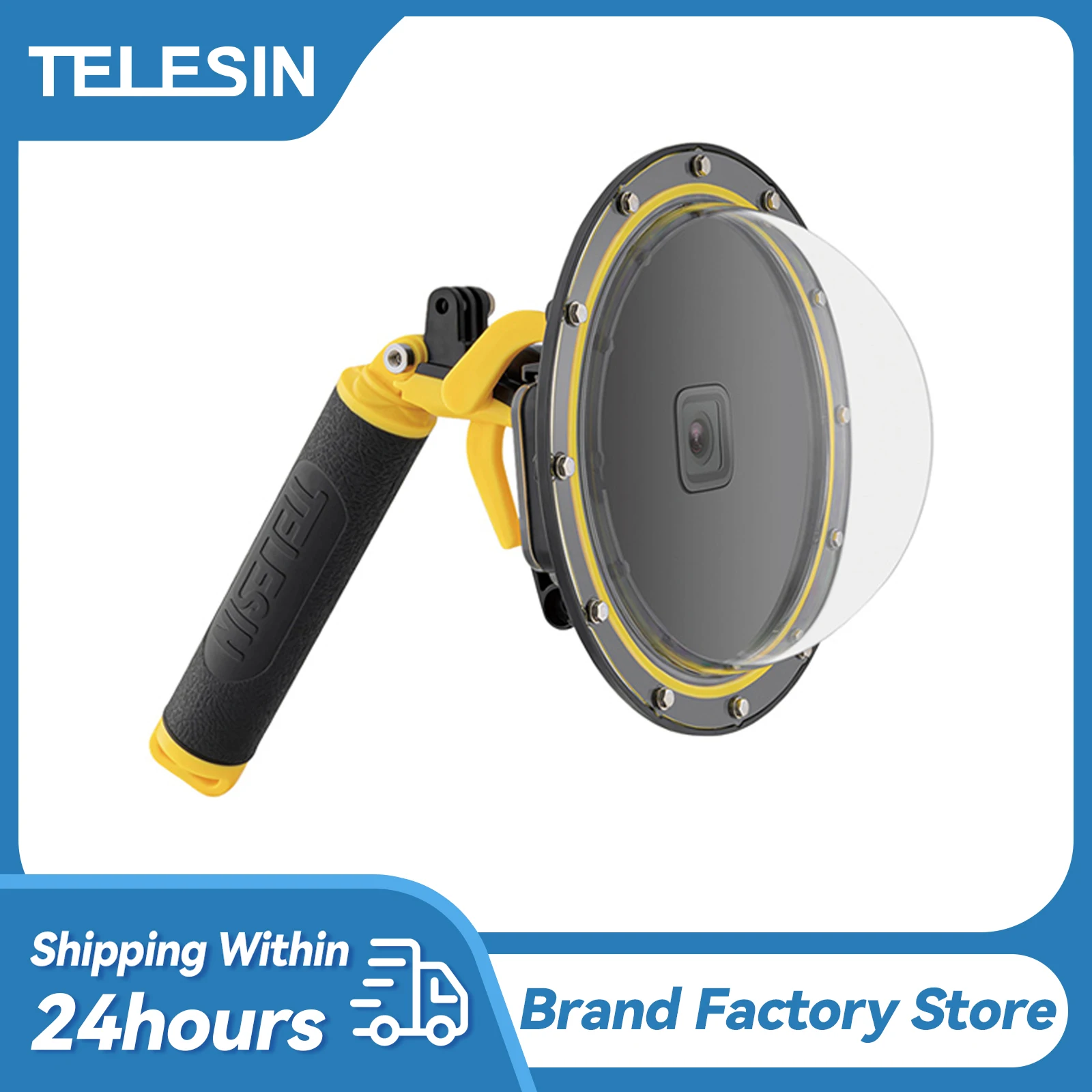 TELESIN-Puerto de cúpula para buceo, funda impermeable de 30M para GoPro Hero 12, 11, 10, 9, Hero 8, 7, 6, gatillo de cámara, lente de cubierta de