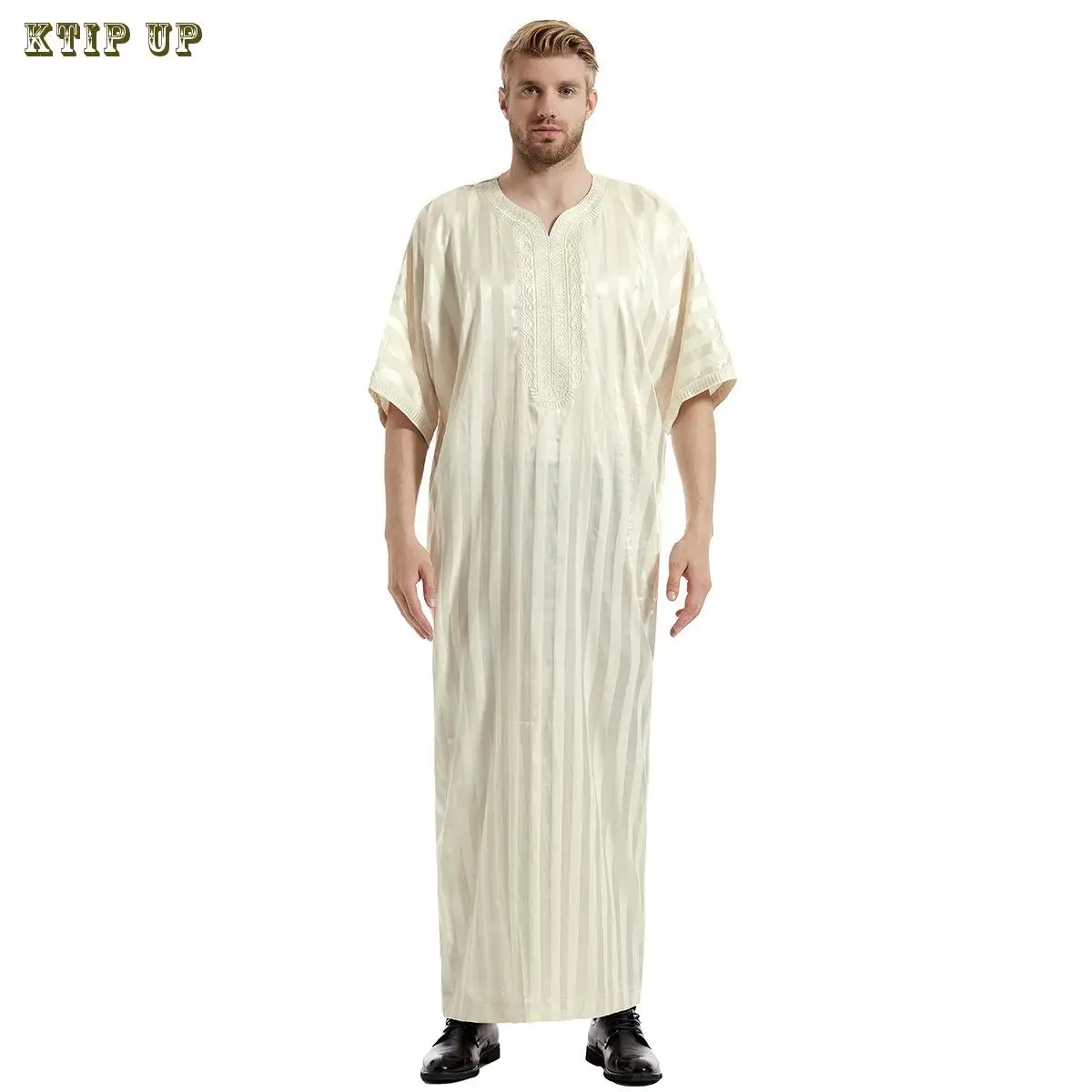 Muslim dress for men, fashion, abaya, Islamic clothing, loose shirt, Jubba thobe, ethnic striped, Saudi Arabia, Middle East