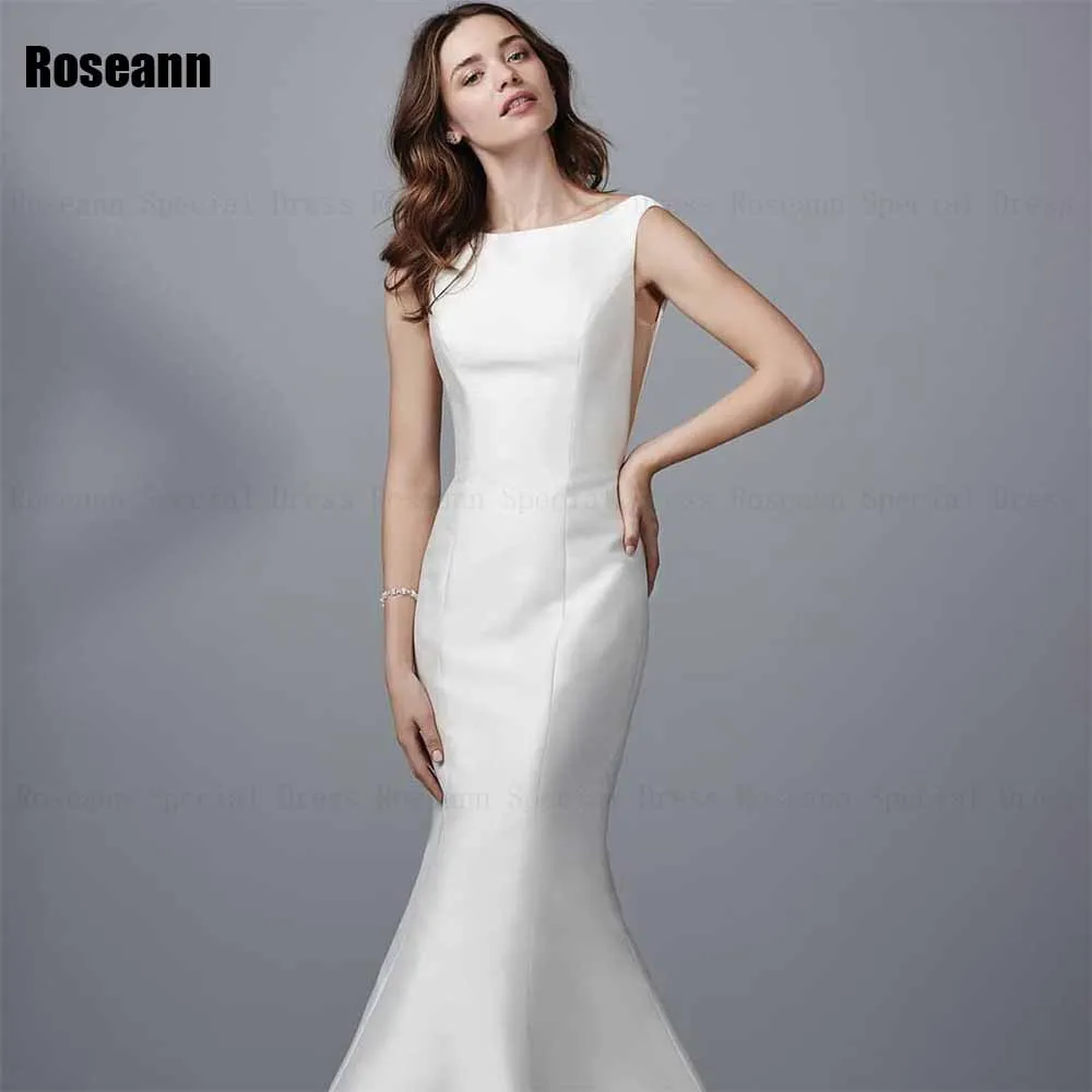 Exquisite 2024 New Design Mermaid Wedding Dress O-Neck Sleeveless Open Back Satin Bride Dresses Floor Length robe de mariée