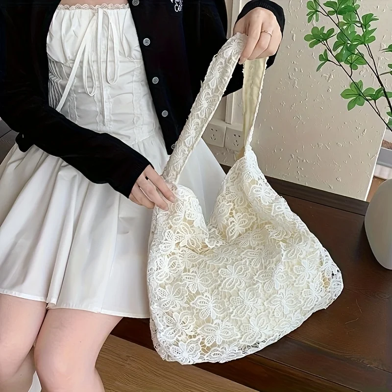 

1 Shoulder Backpack Pastoral Spring Summer Water Soluble Lace Summer Gentle Fairy Beauty Large Capacity Commuter Handbag Female