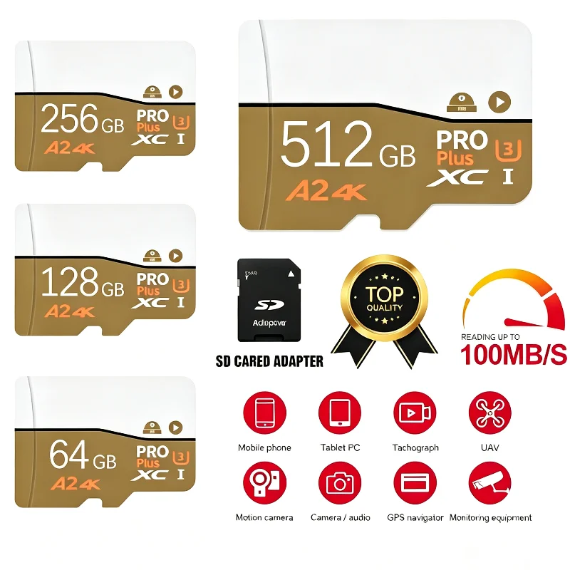 2026 New Memory Card 64GB/128GB/256GB/512GB Micro TF SD Card Class 10 High Speed Transfer For Computer Phone Camera Monitoring