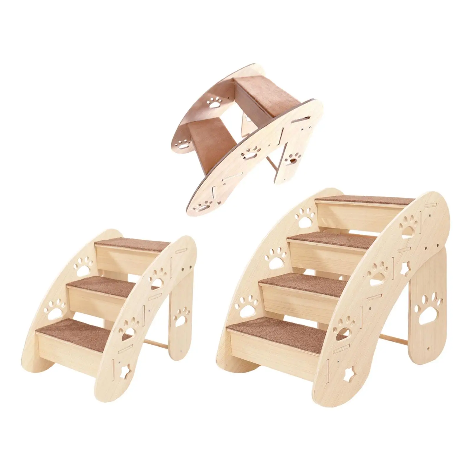 

Прочная деревянная лестница для домашних животных, противоскользящая портативная ступенька-рампа для маленьких собак и кошек, подходит для подъема на кровать и диван в доме