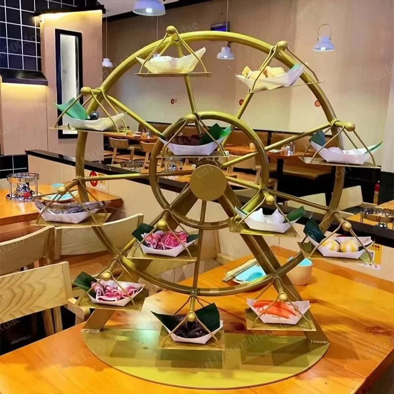At a Loss Web Celebrity Rotating Ferris Wheel Dish Set Plate Hot Pot Barbecue Shop Display Rack Home Creative Dim Sum Rack
