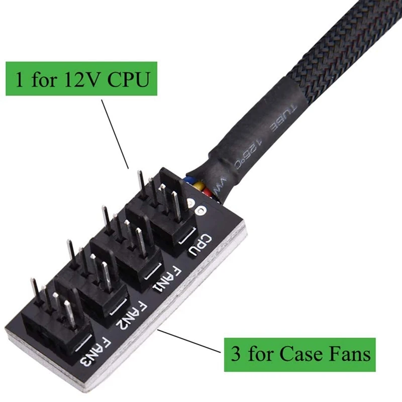 Details about 5-Port PC 4-Pin PC PWM CPU Cooling Fan Splitter Hub Adapter Braided Cable PWM Fan Hub