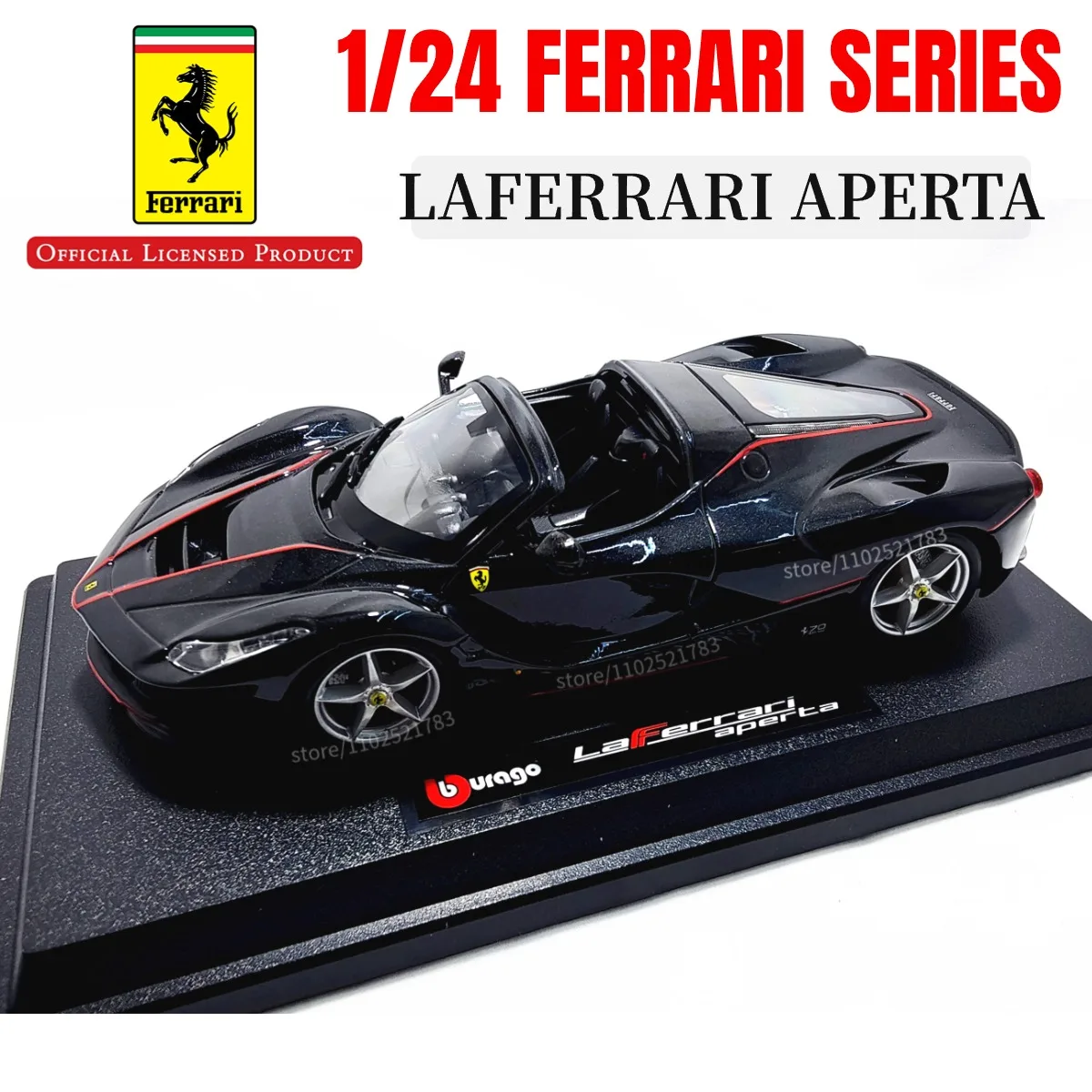 Bburago-réplica de arte en miniatura Ferrari, modelo de coche fundido a presión a escala 1:24, con licencia de Laferrari Purosangue SF90 458 488,