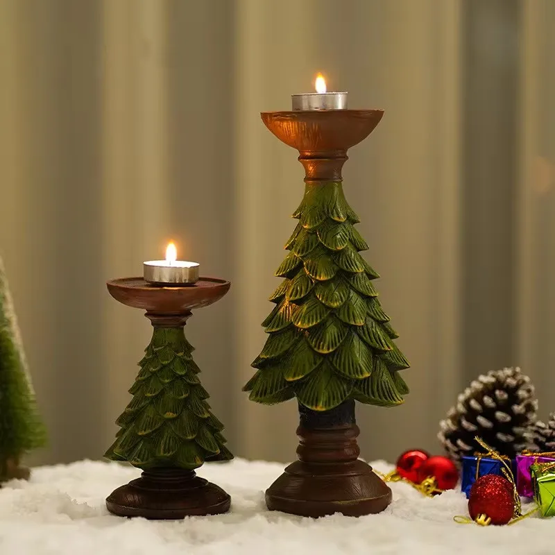 

New Candlestick Christmas Tree Candlestick Resin Table Lamp Candle Party Festival Atmosphere Decoration (Candles Not included)