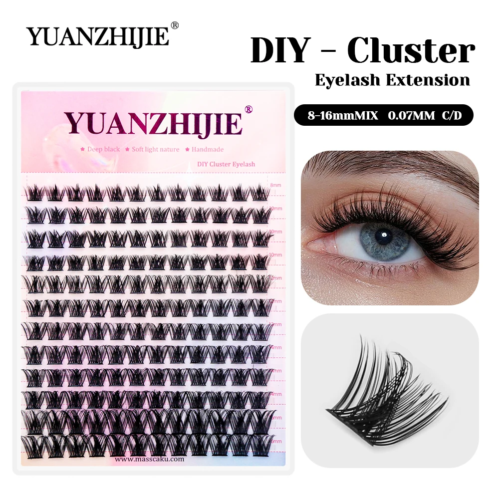 12Lines Big Box Affordable All Size Fast Grafting DIY Heat Bonded Segmented Eyelash C D Curl Natural Looks Clusters Lash Makeup