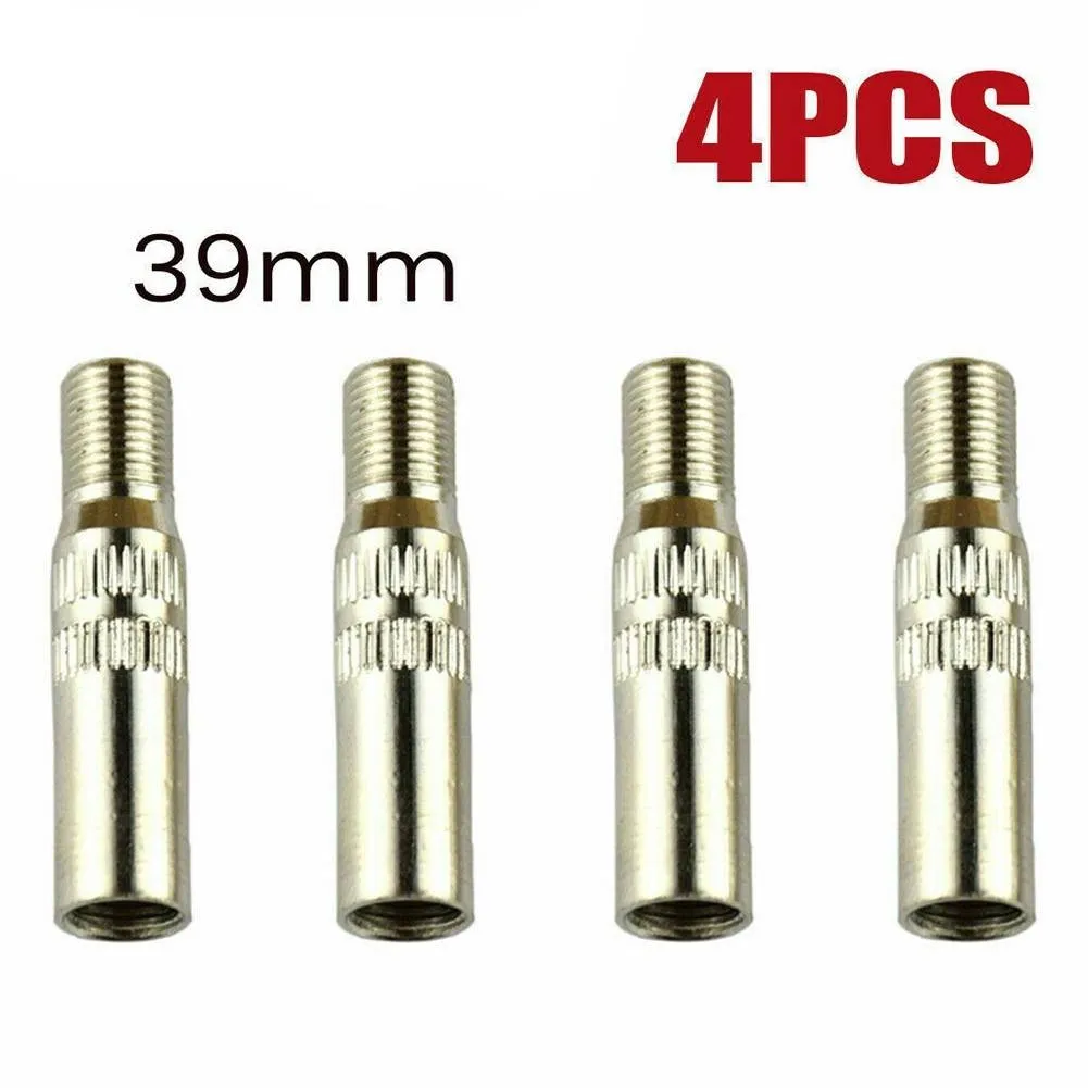 Car Left/Right/Front/Rear Tire Inflation Rod Wheel Valve Extension 39mm 4Pcs Chrome Plated Brass Extender Metal Screw-On Type