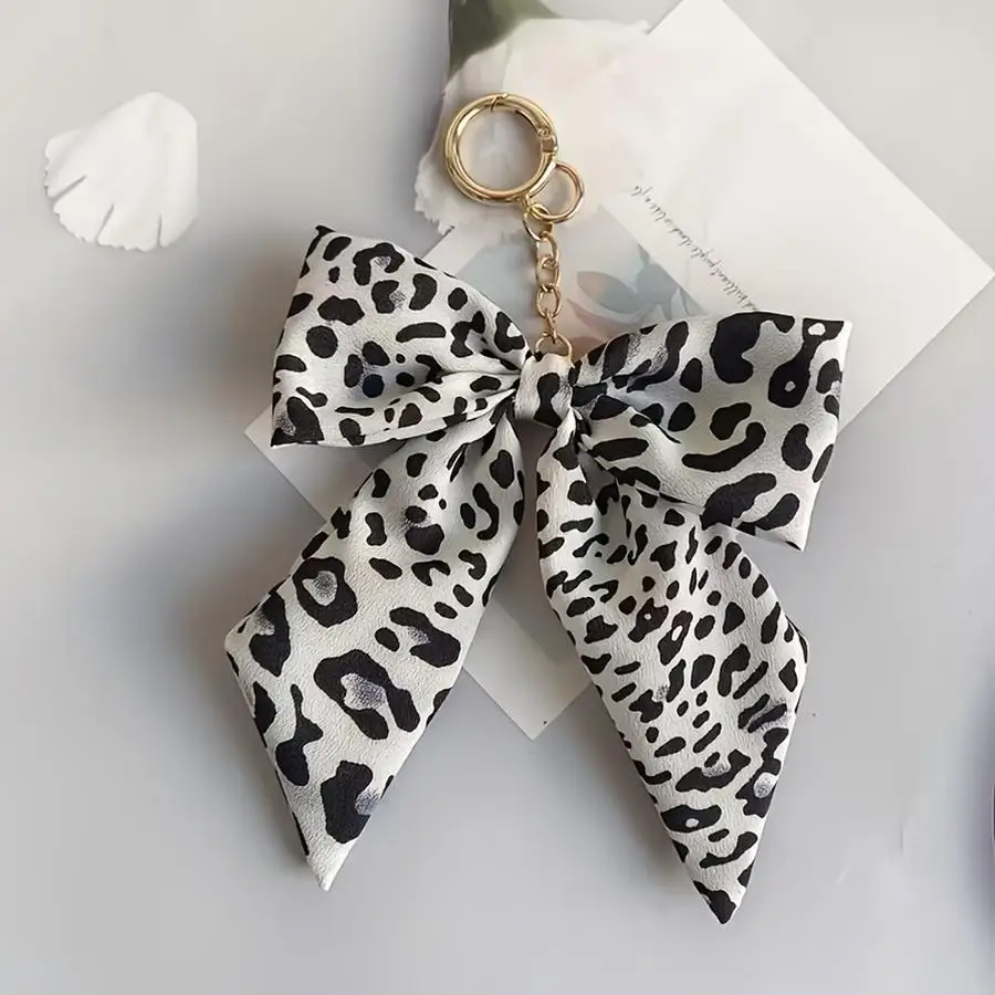 1/5/10/20/50/100pcs Single Leopard Print Bowknot Bag Charm | Elegant Zinc Alloy Keychain Accessory for Women'S Handbags, Wallets