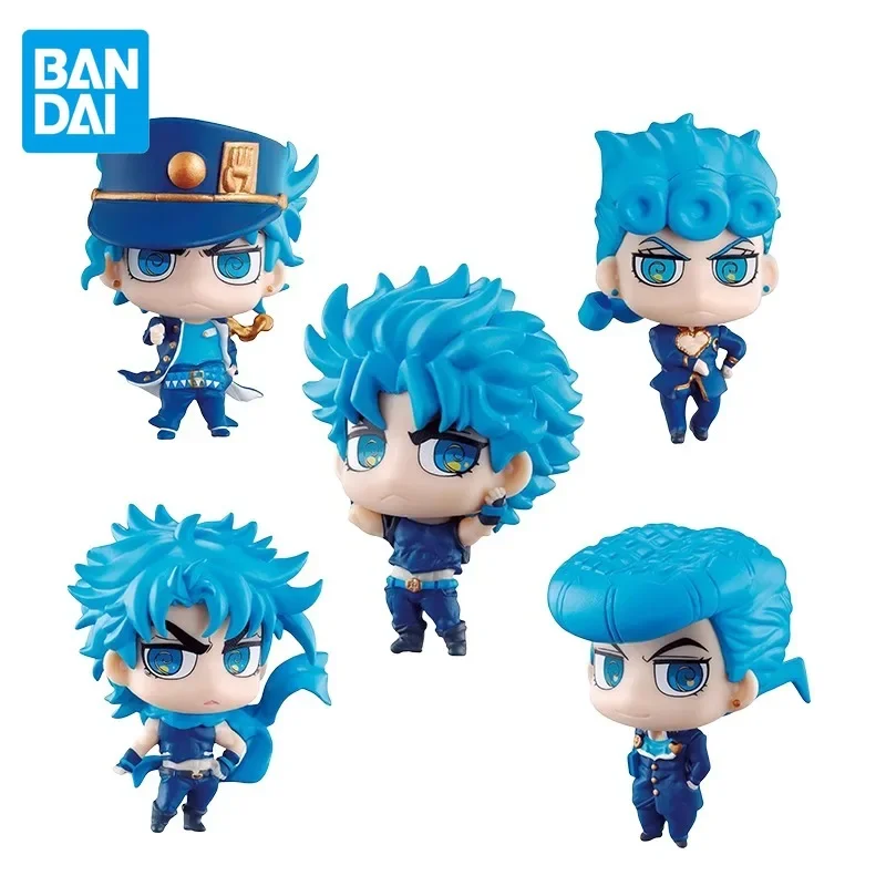 Bandai Gashapon Original Bizarre Adventure Anime Figure Q Version Blue Joseph Kids Toys Home Desktop Ornaments Collectible Model