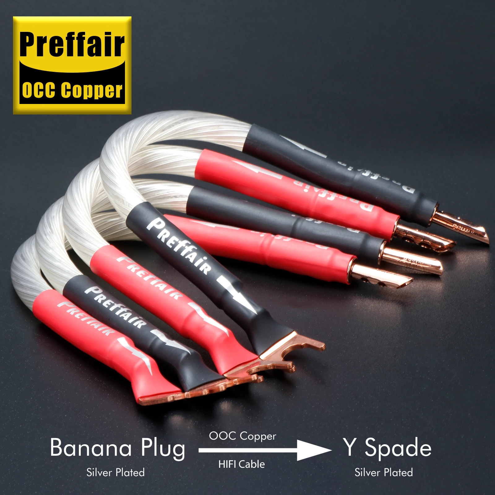 4Pcs Hifi Jumper Cable OCC Copper Bridge Cable Silver Plated Speaker Jumper Cabe with Pure Copper Banana Y Spade Plug