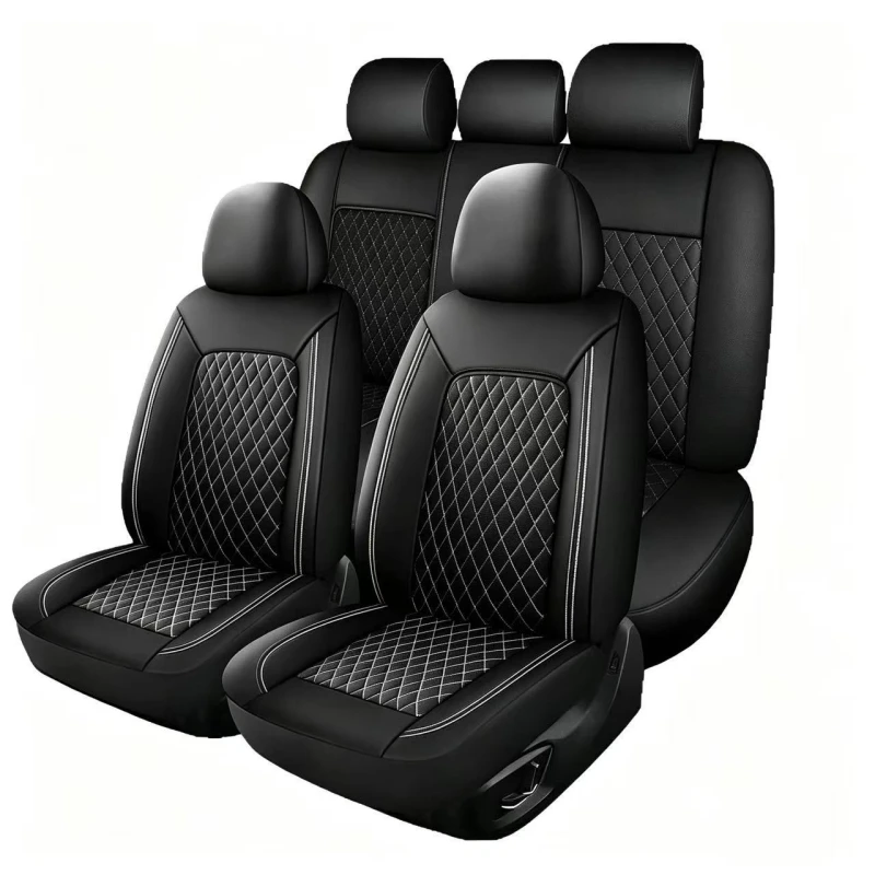 CarSeatCovers 5-Seater PULeather Auto Waterproof Dustproof Scratchproof Nonslip SpongeCushion Install Washable Durable Universal