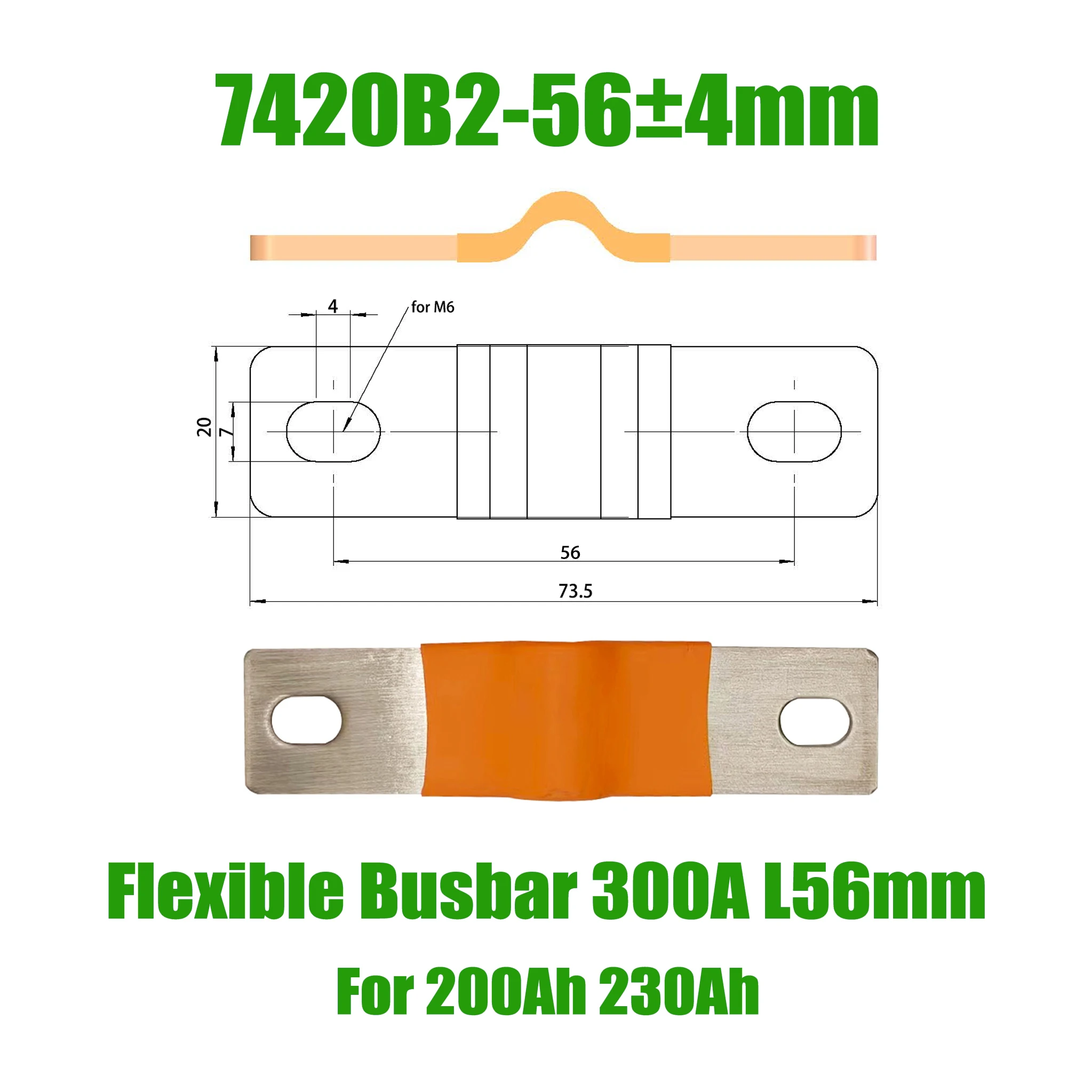 Flexible Busbar Lifepo4 Battery 300A Lithium Straps Clips Stud Connecting Bars Pure Copper Insulation Cap 280K 230AH 310AH 320AH