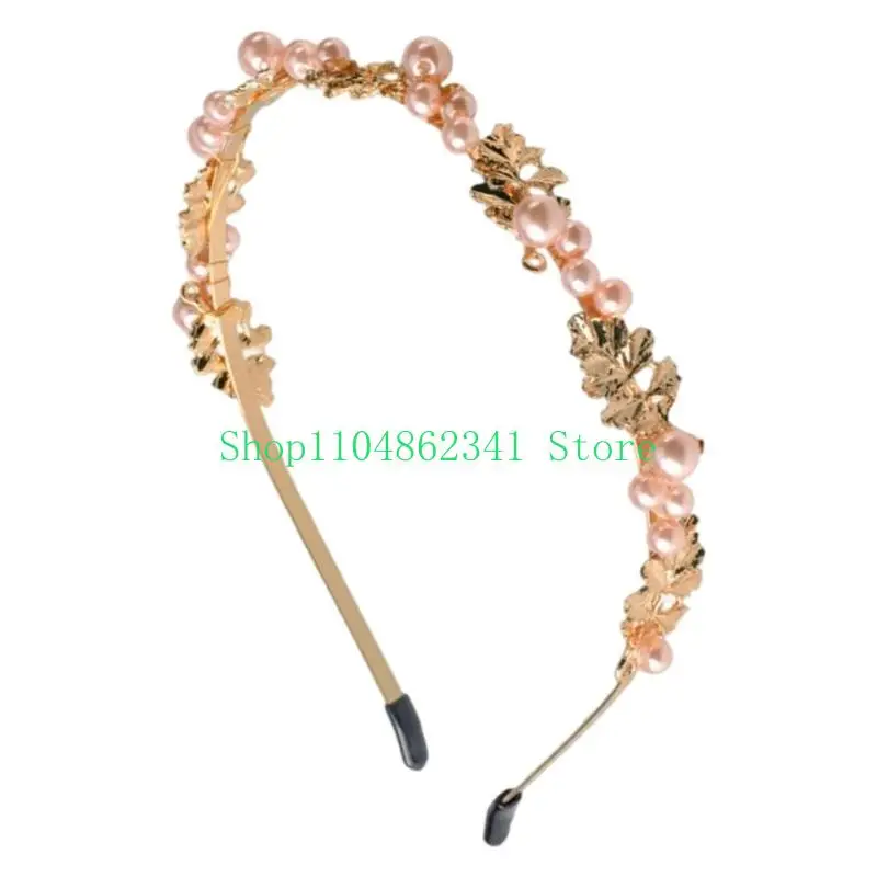 

5asd ободок для волос со стразами и жемчугом из сплава с растительными деталями, удобные украшения для волос для официальных