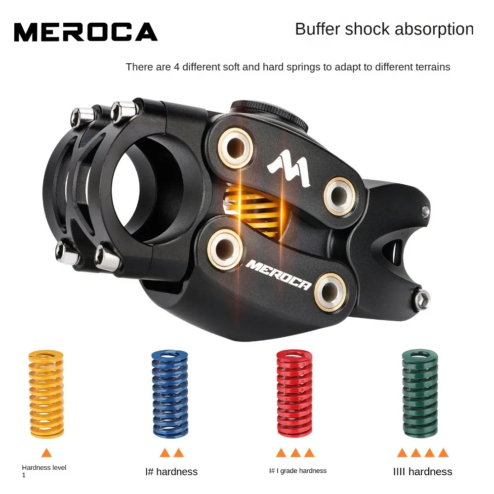 MEROCA Damping Bicycle Stem Aluminum Alloy 90mm Handlebar Bike Suspension Stem Shock Absorbing Riser Four Links Stem