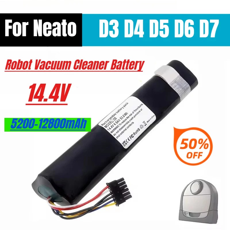 

For Neato D3 D4 D5 D6 D7 Robot Vacuum Cleaner Rechargeable Lithium Battery 14.4V 12800mAh