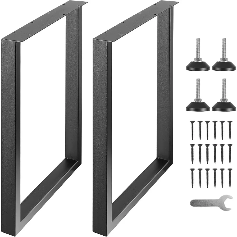 

28 Inch Adjustable Furniture Legs, Square Reinforced Steel Office Table Legs Set of 2 for DIY, Max Load 1000 lbs Heavy Dut