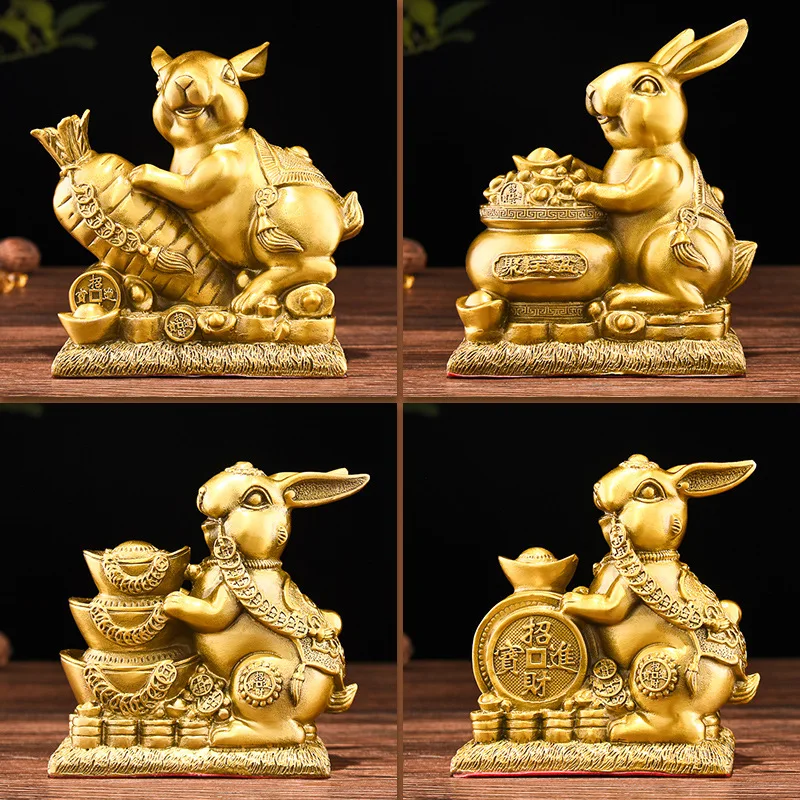 

Brass Rabbit Ornament Twelve Zodiac Rabbit Cute Rabbit Home Bedroom Study Office Decoration Craft Gift