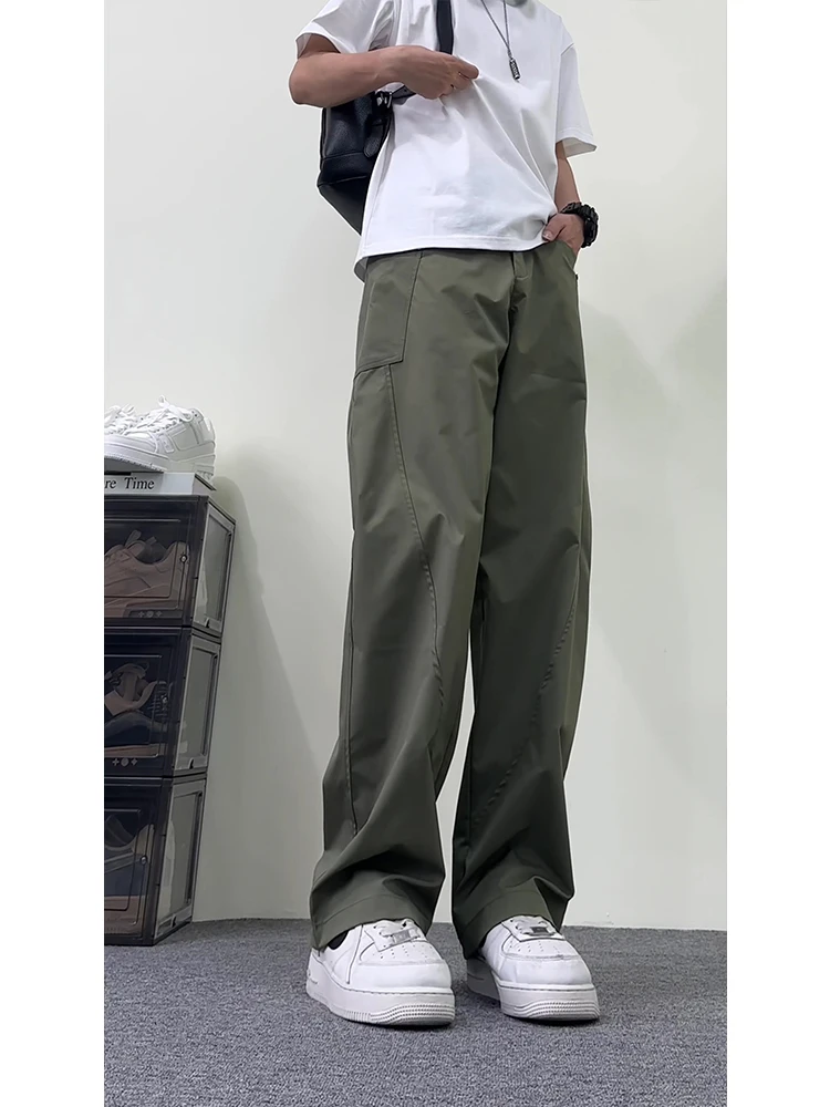 Qui Dry Wide Leg Pants Men's Summer Thin Straight Loose Haome Workwear Waterproof Casual Knife  Pants