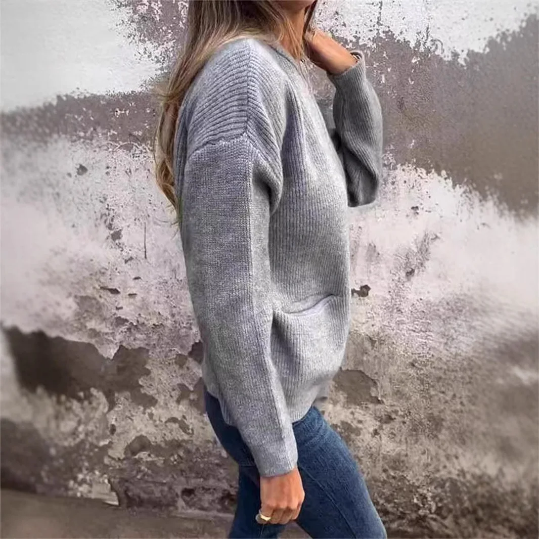 

2024 Autumn Winter Fashion Casual Stand Collar Zipper Loose Pocket Jacket For Women