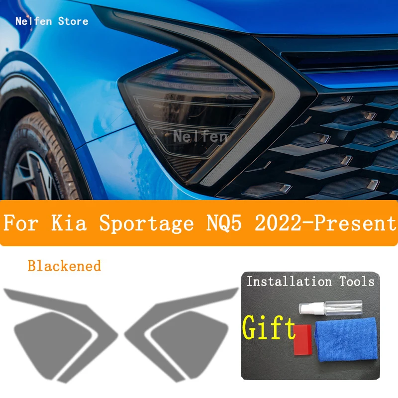 For Kia Sportage NQ5 2022-2023 Car Accessories  Headlight Protective Film Vinyl Protection Transparent Black TPU Sticker