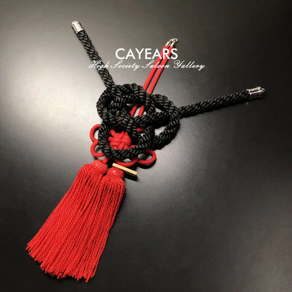 Cayears JDM JP Junction Produce Luxury Red Fusa Kiku Knot Kintsuna Rope For Car Auto Rearview Mirror VIP Fastening