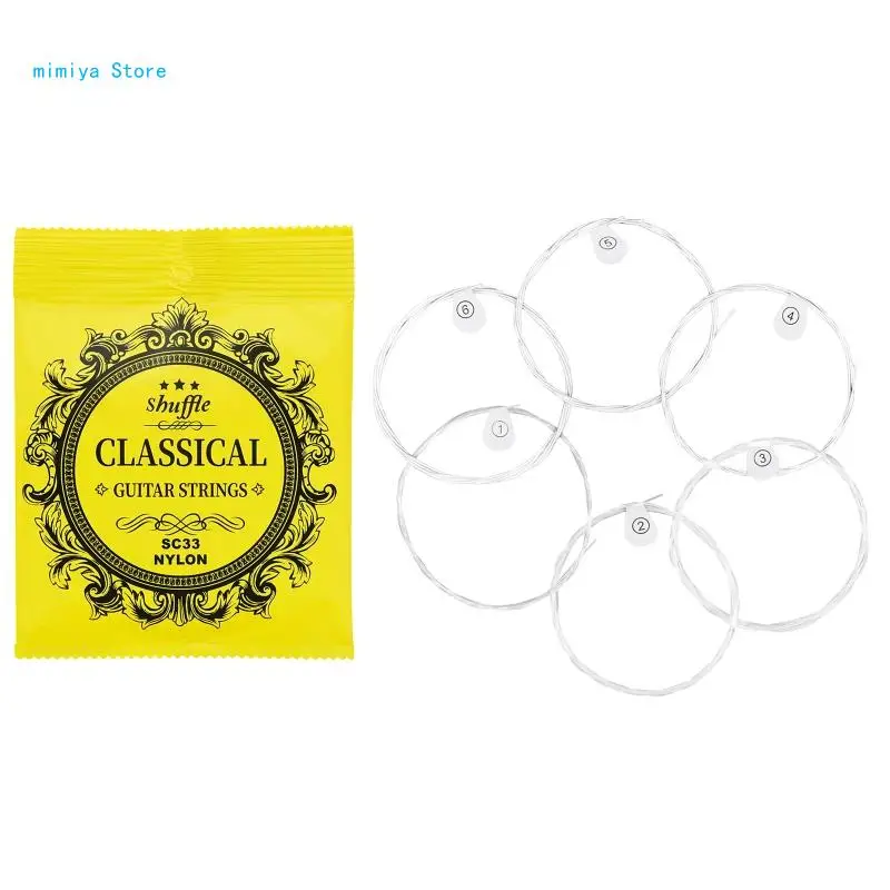 pipi 6Pcs Classical Nylon Guitar Strings 1st-6th .028-.043 String Guitar Strings for Acoustics Folk Guitar Accessorys