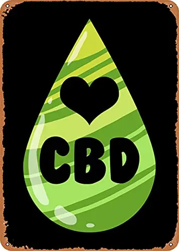 CBD قطرة الزيت القلب خمر نظرة علامة معدنية براءات الاختراع الفن يطبع هدية الرجعية