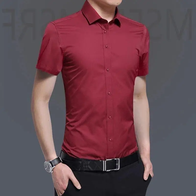 Camisa de vestido de manga longa de seda negócios simples homem topos camisas e blusas formais para homens escritório algodão com gola s roupas