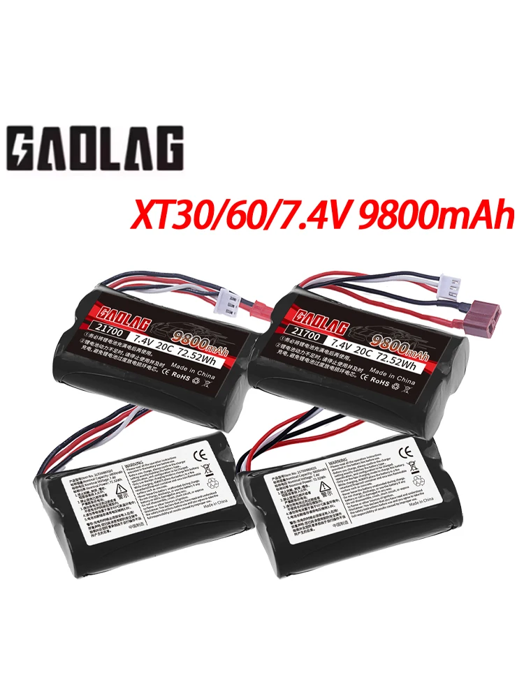

Аккумулятор 7.4V 9800mAh 21700 с разъемом XT60 для радиоуправляемых танков, грузовиков и электроинструментов