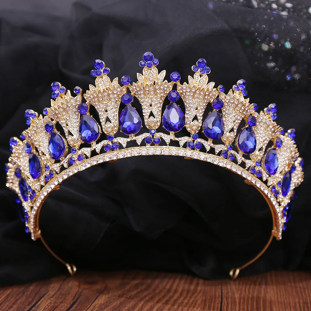 

Baroque Vintage Royal Queen Crystal Bridal Tiaras Crowns For Women Wedding Hair Accessories Rhinestone Pageant Diadem Veil Tiara