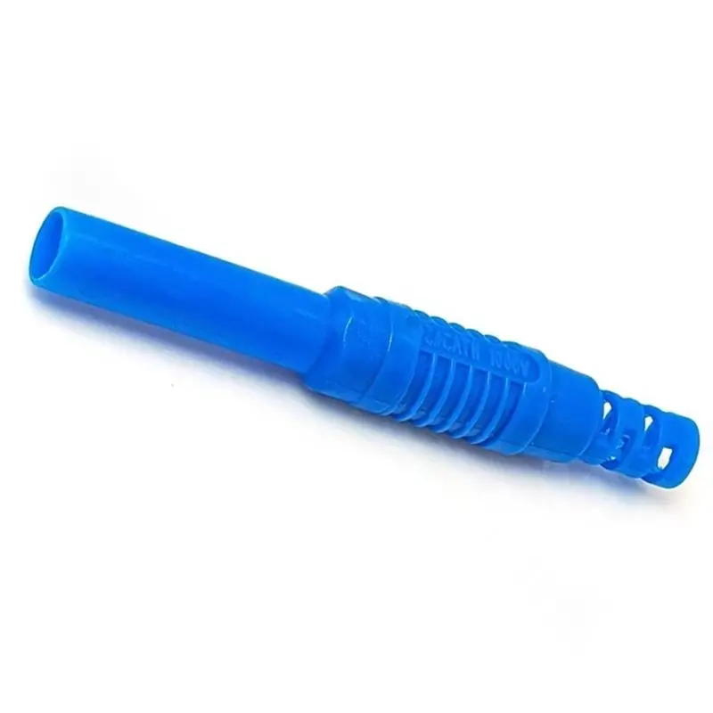 DT17 Brass Insulated Shrouded Safety 4mm Banana Female Jack Solder Plug Connector, 10Pcs Blue for DIY Instrument Testing