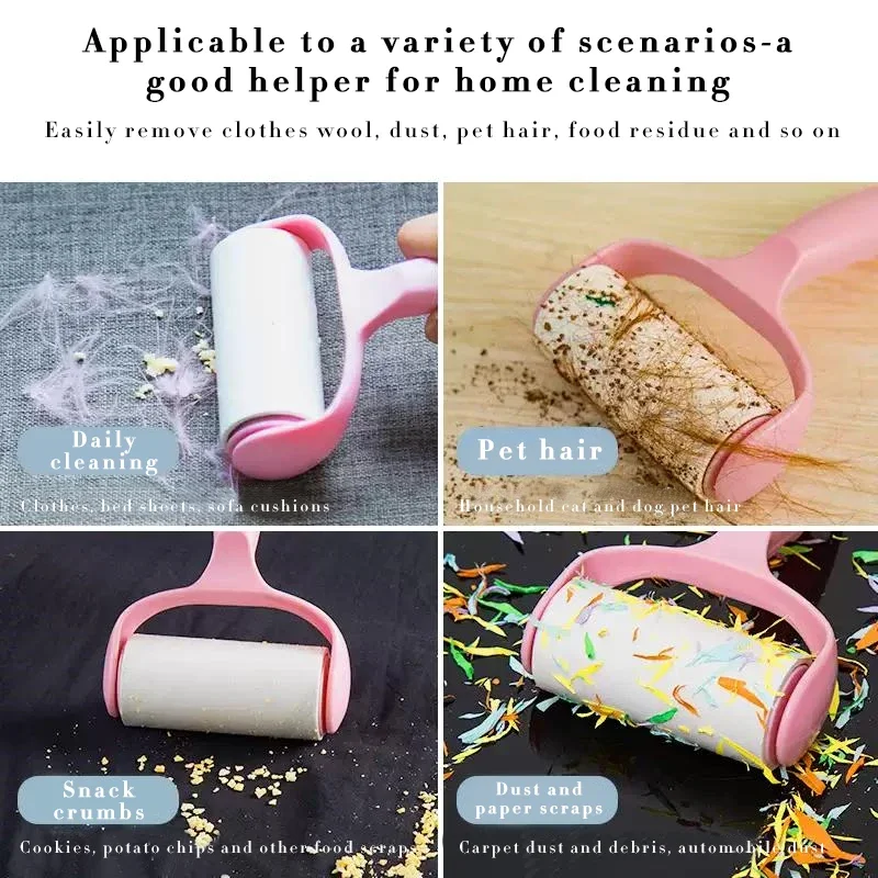 Tearable Roll Paper Sticky Roller Dust Wiper Pet Hair Clothes Carpet Tousle Remover Portable Replaceable Cleaning Brush Tool