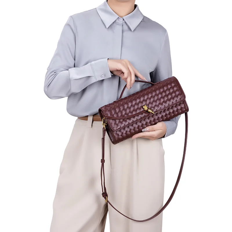 

Handwoven Accordion Shoulder Bag Fashion Square Crossbody Purse Versatile Handbag