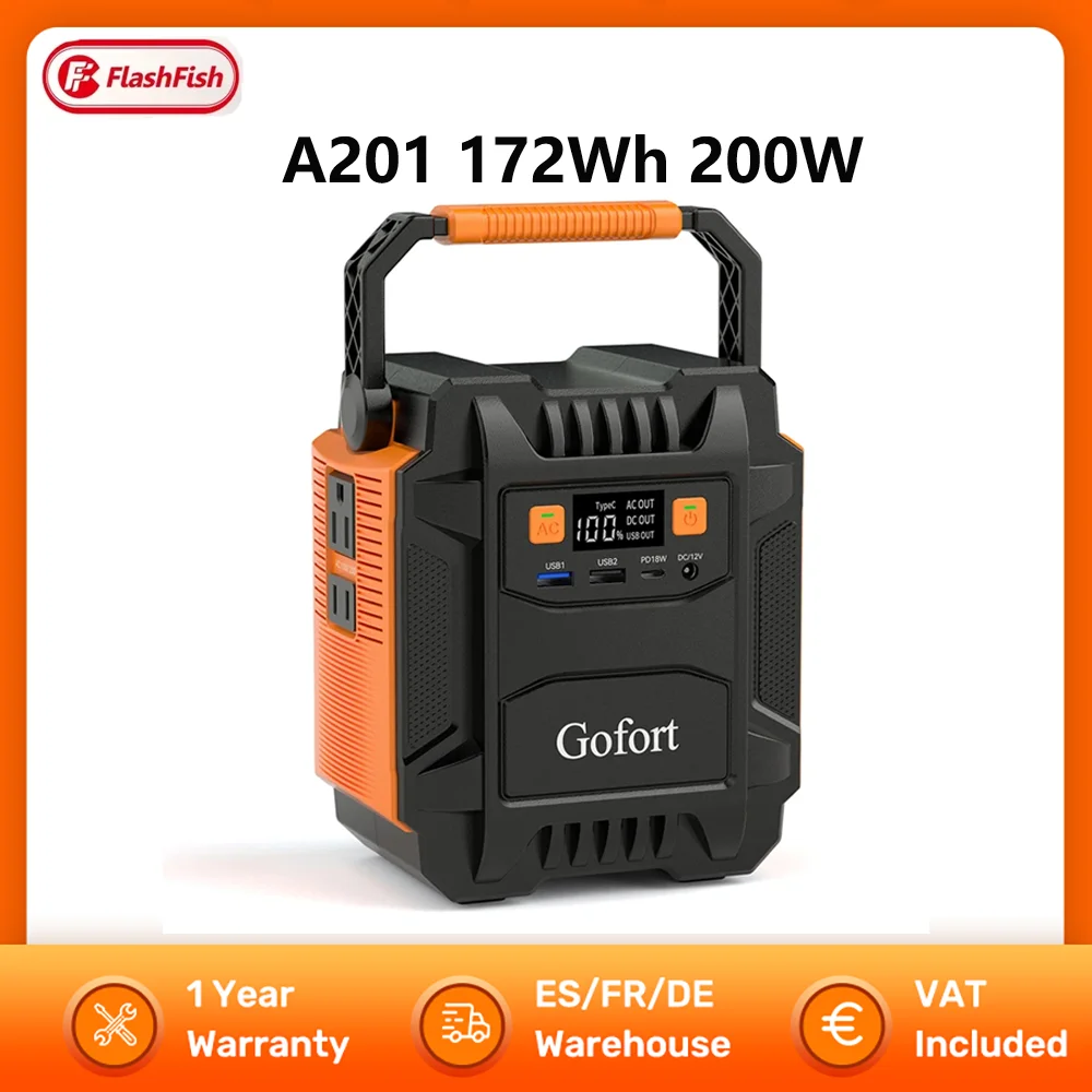FF Flashfish A201 172Wh estación de energía portátil 48000mAh 200W AC 230V generador Solar 110V fuente de alimentación para acampar al aire libre