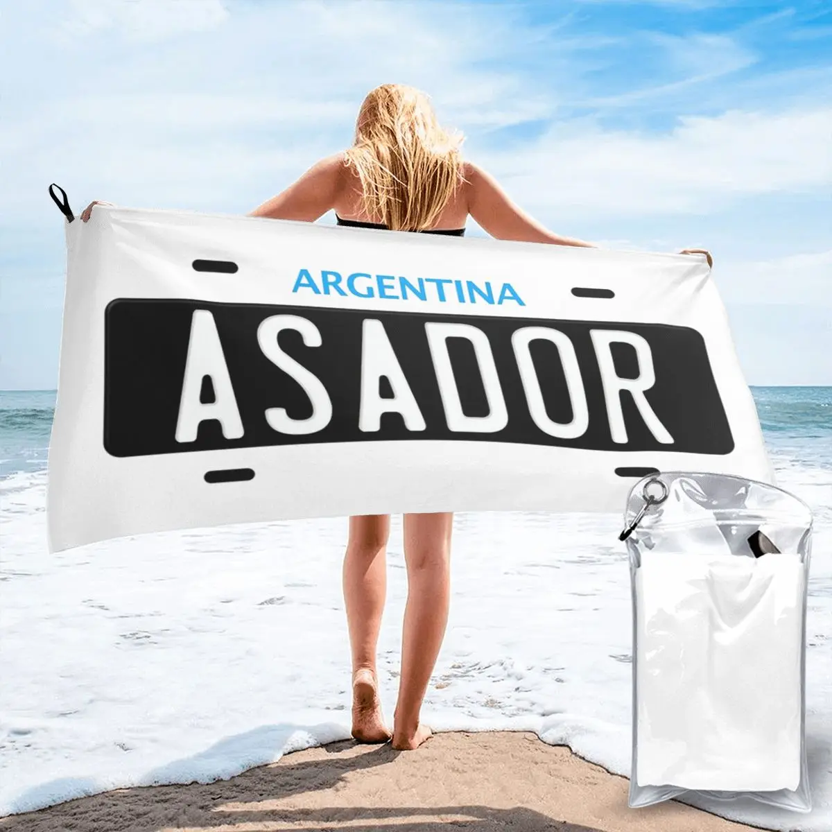 Toalla de playa argentina Asador Argentina BBQ Grillmaster, toallas rápidas absorbentes de secado rápido de microfibra suave para Yoga
