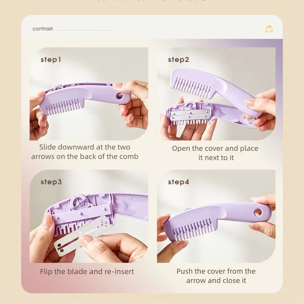 3 Modes 2 in 1 Hairdressing Comb Portable Manual Hair Cutting Comb with Hanging Hole Detachable Hair Split End Trimmer Barber
