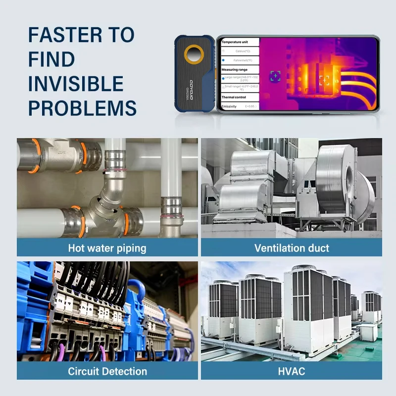 Thermische camera 256 * 192 pixels Android Type C mobiele telefoon -20 ° C~550 ° C Infrarood warmtebeeldcamera voor elektrische reparatie GW256A