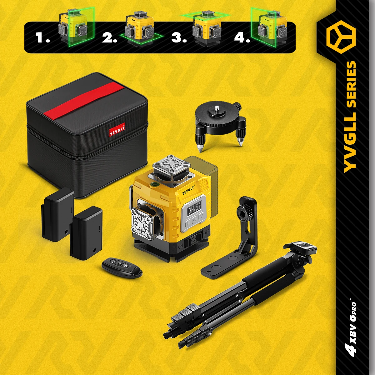 

YEVOLT YVGLL4XS16G 16-Line Multi-Plane Laser Level Full-Spectrum Coverage Flooring Seamless Joints High-Accuracy 30 Woring Range