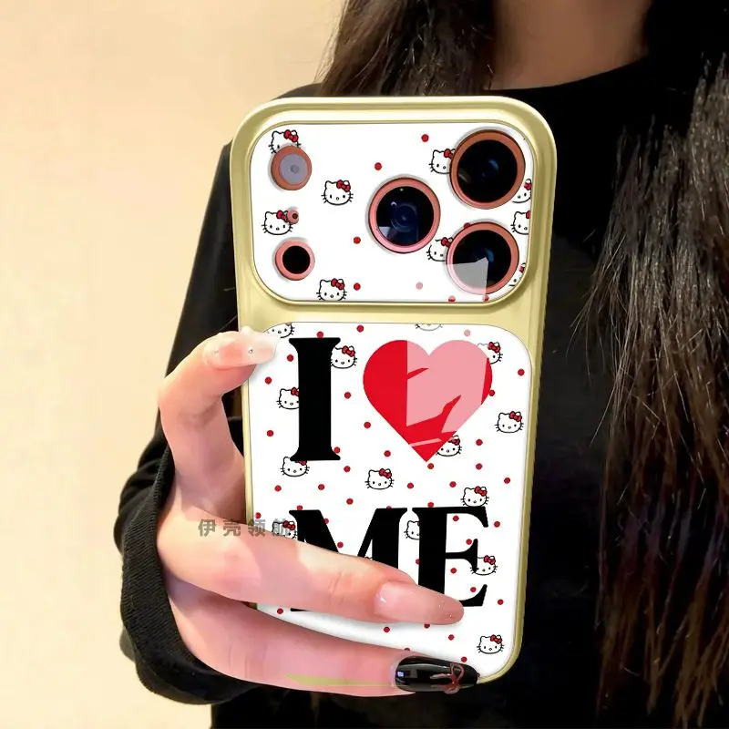 Creative Cartoon Cat Love Acrylic Large Window All Inclusive Phone Case Suitable for IPhone 16 Pro Max 15 14 17 18 Back Cover