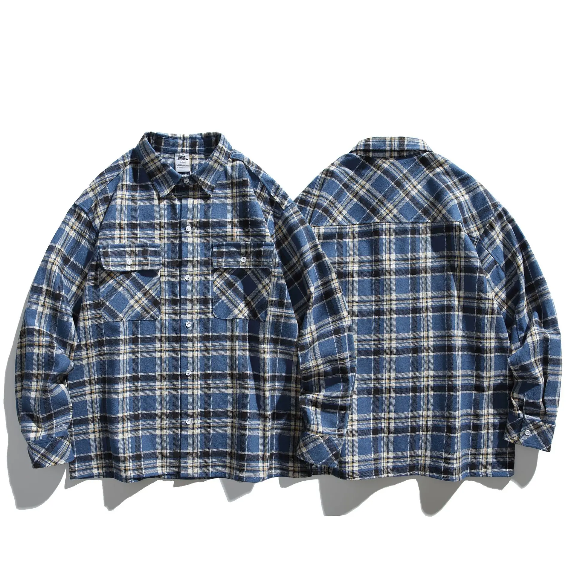 

Loose Fit Plaid Long Sve irt Men's Casual Sle Autumn Collection Street Trend Couple's Oversize irt Comfortable Cotton