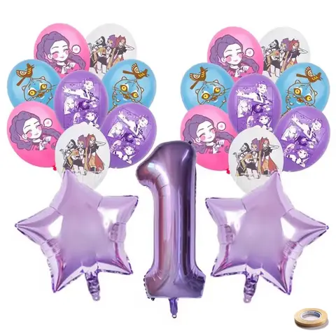 19 पीस Kpop डेमन हंटर्स बर्थडे बैलून डेकोरेशन सेट म्यूजिक गर्ल नंबर एल्युमीनियम बैलून किड्स पार्टी सप्लाई गिफ्ट फेवर डेकोर 8 best sales एक साल की जन्मदिन वाली लड़की - №7