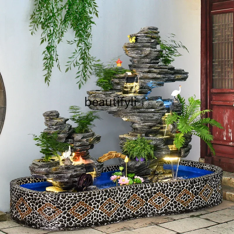 A48 Outdoor Large Rockery Flowing Water Garden Courtyard Fish Pond Fountain Office Hotel Indoor Water Feature Ornament