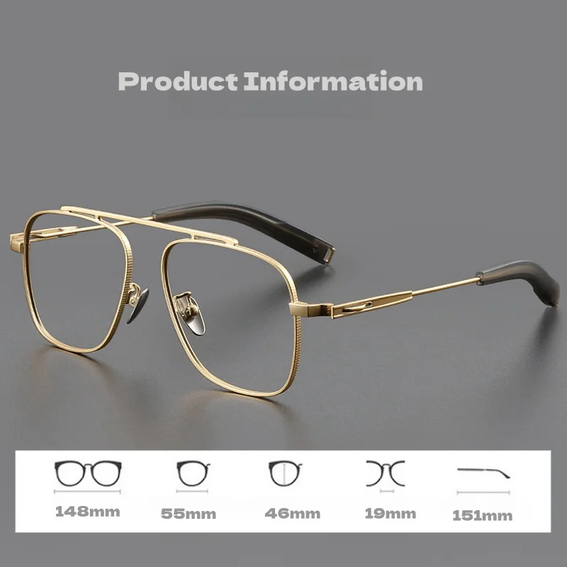 Titanium Double Beam Men\'s Glasses Frame Fashion Light Luxury Women\'s Glasses Frame Retro Optical Prescription Glasses Fram 105