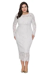 African Dresses for Women 2024 Spring Summer Elegant African Long Sleeve Lace Plus Size Party Evening Long Maxi Dress XL-6XL