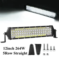 12inch 88LED 264W 5 Row led bar Spotlight Flood 12V 24V Offroad led light bar For Truck 4X4 Off Road Car SUV ATV Work Light