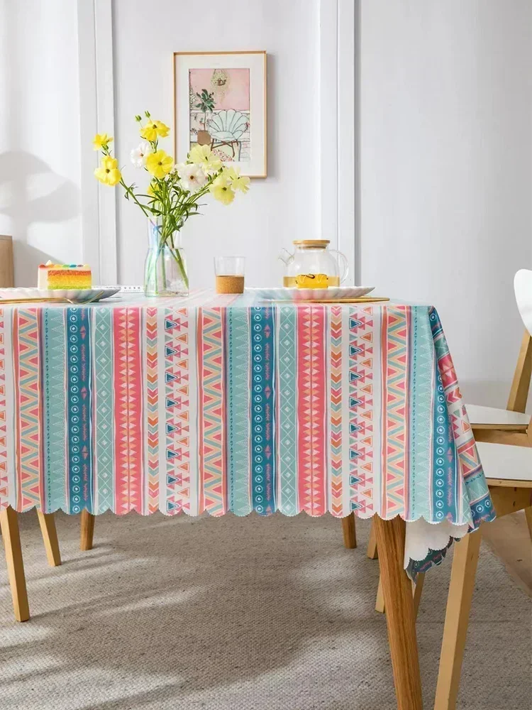 

Ethnic style fabric, cotton and linen tablecloth, waterproof, oil resistant, and washable rectangular household